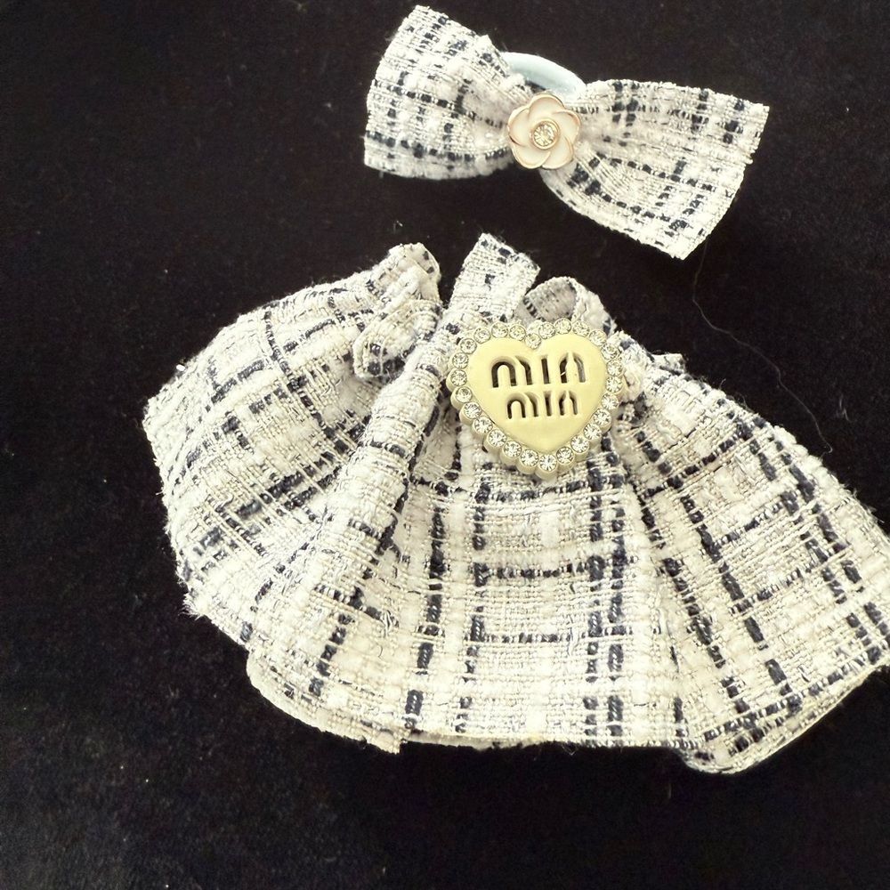 New Miu Miu labubu Plaid dress outfit set